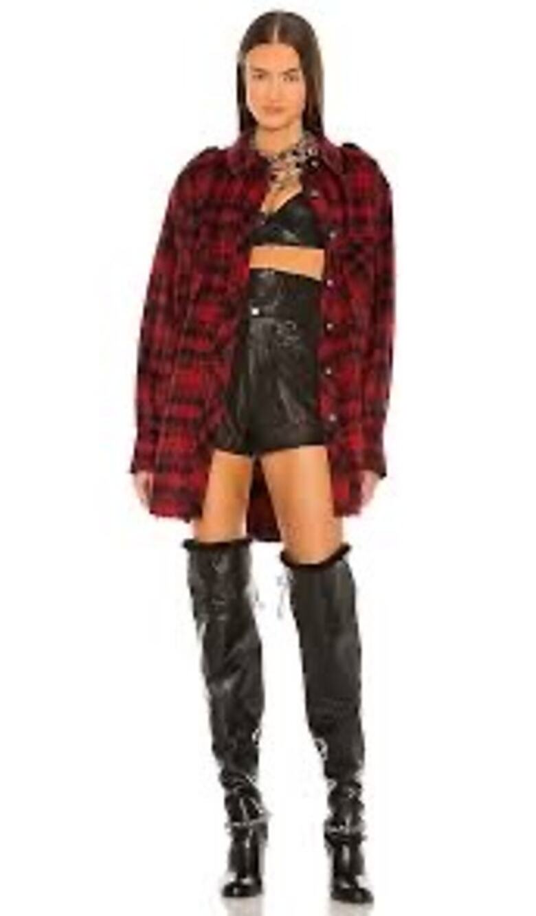 DUNDAS x REVOLVE London Red Black Plaid Oversized Shirt Grunge Goth S